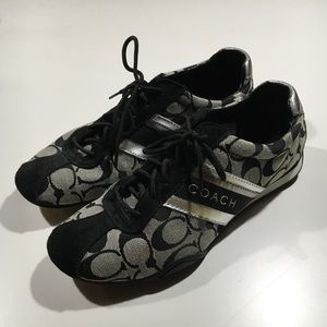 Coach Jayme Lace Up Black and Silver Shoes